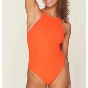 Andie Swim Ashbury Rib One Piece Swimsuit Siren Orange Size XS NWT